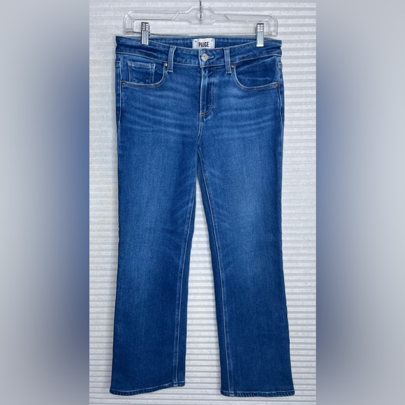 PAIGE Sloane Crop Women's Stretch Blue Denim Low Rise Jeans Size 30 L 34 - Picture 2 of 14